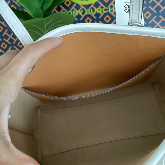 New✨tory burch perry raffia stripe triple compartment small tote - Picture 7 of 15